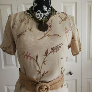 Casual Corner silk blouse and skirt set